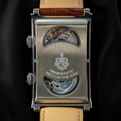 Cuervo y Sobrinos "Ivory Guilloché " Prominente Doble Tiempo