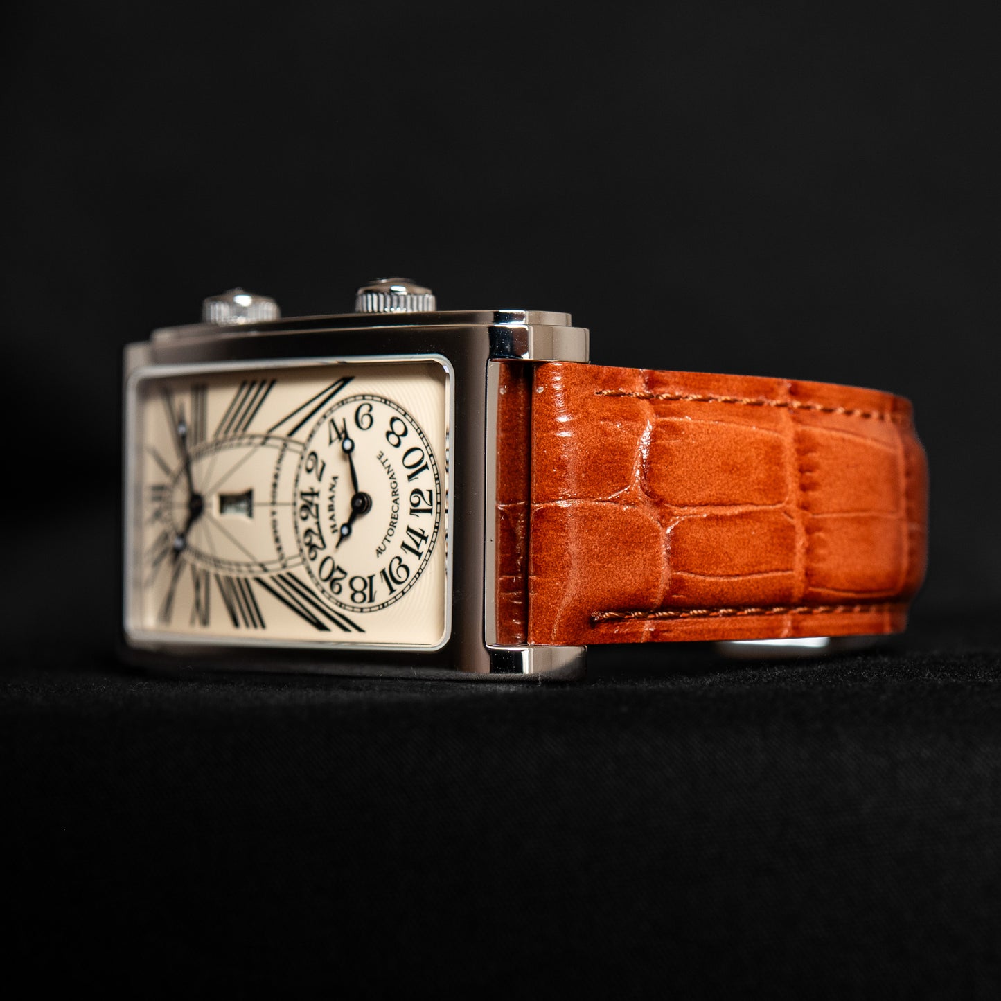 Cuervo y Sobrinos "Ivory Guilloché " Prominente Doble Tiempo