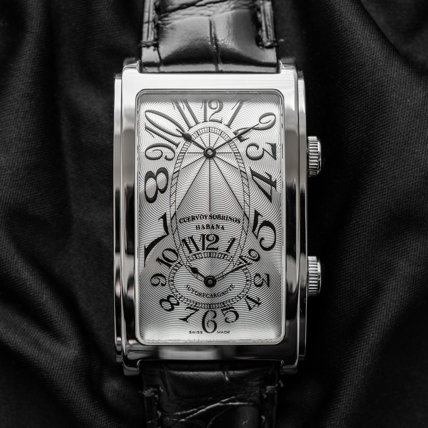 Cuervo y Sobrinos "Silver Guilloché" Prominente Doble Tiempo