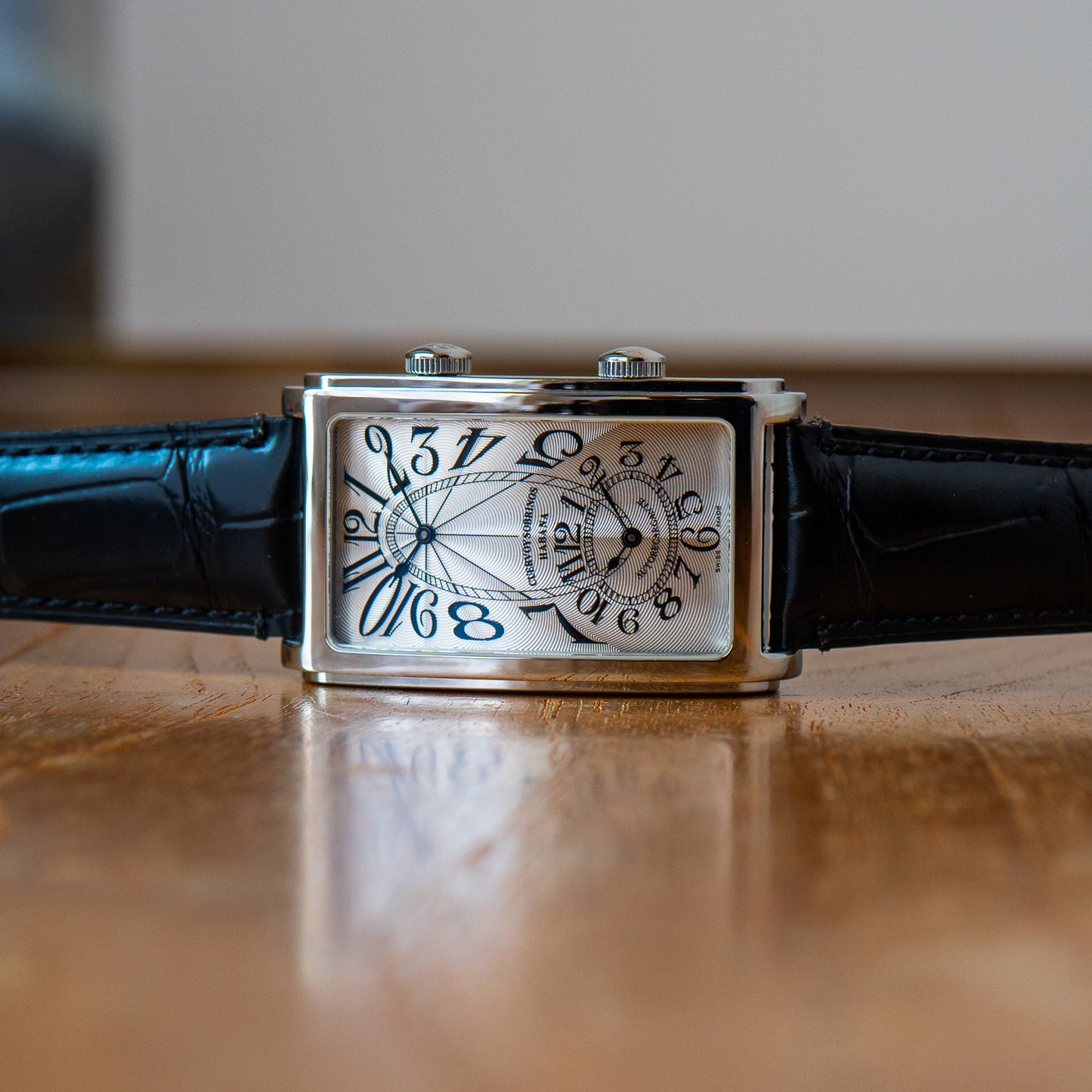 Cuervo y Sobrinos "Silver Guilloché" Prominente Doble Tiempo