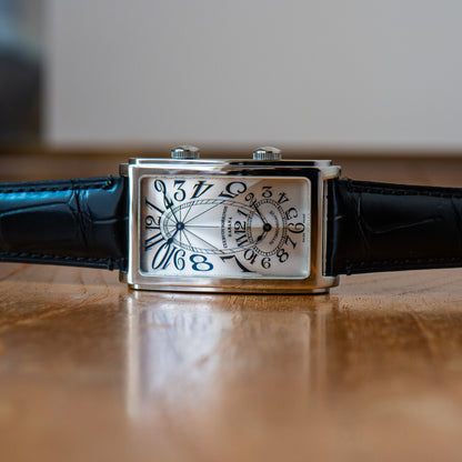 Cuervo y Sobrinos "Silver Guilloché" Prominente Doble Tiempo