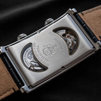 Cuervo y Sobrinos "Silver Guilloché" Prominente Doble Tiempo
