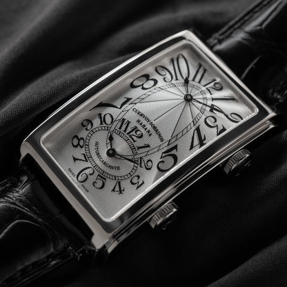 Cuervo y Sobrinos "Silver Guilloché" Prominente Doble Tiempo