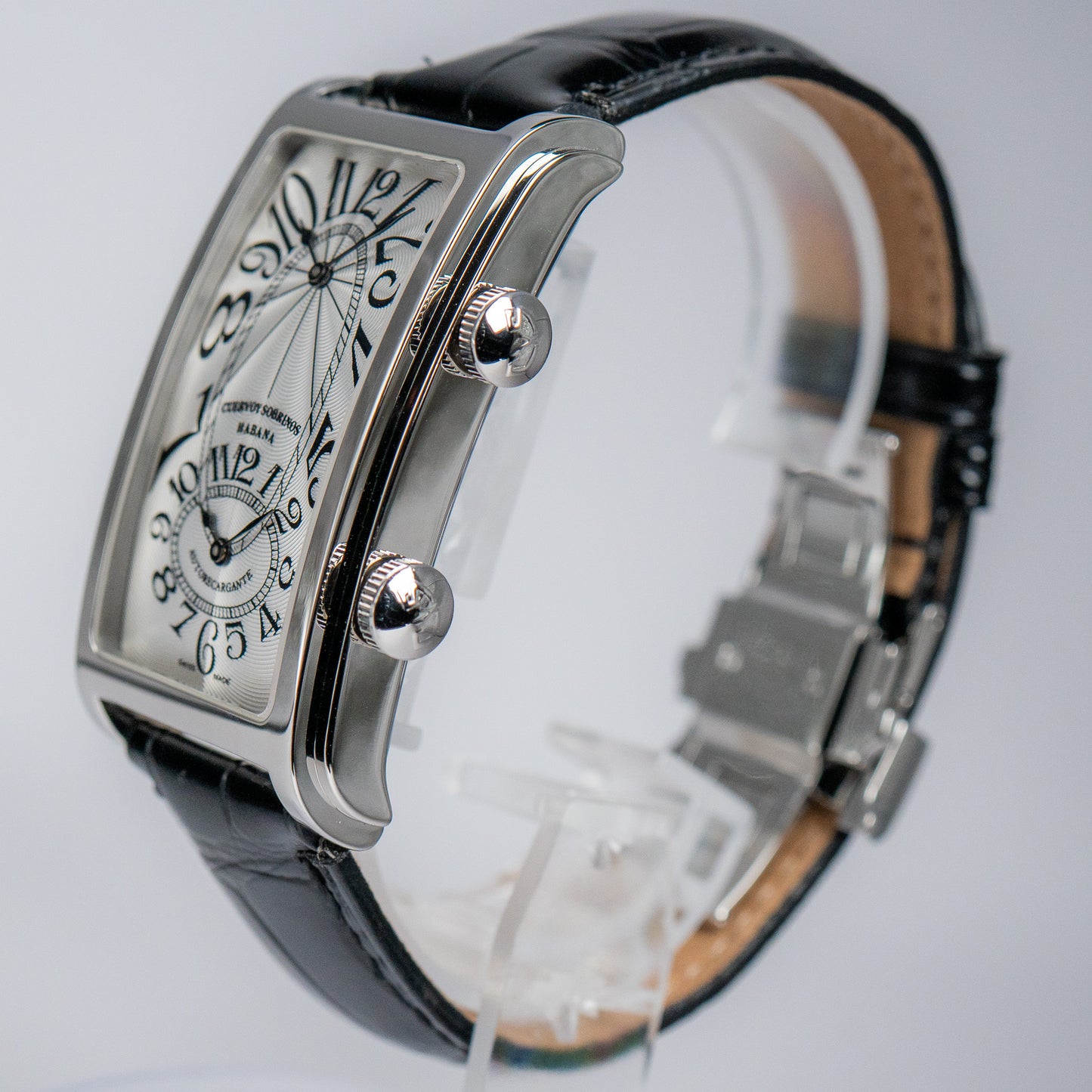 Cuervo y Sobrinos "Silver Guilloché" Prominente Doble Tiempo