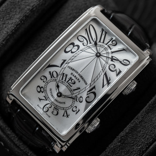 Cuervo y Sobrinos "Silver Guilloché" Prominente Doble Tiempo
