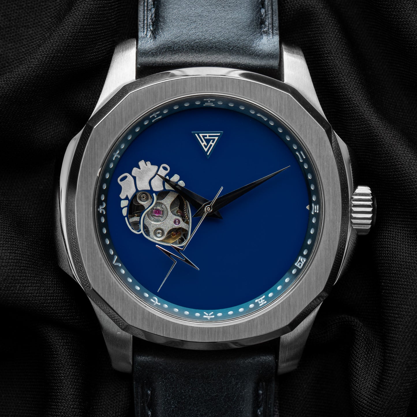 Golden Blue “EKG” Open Heart Seiko Mod