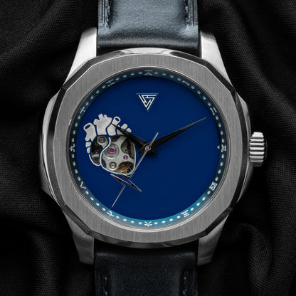 Golden Blue “EKG” Open Heart Seiko Mod
