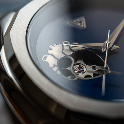 Golden Blue “EKG” Open Heart Seiko Mod