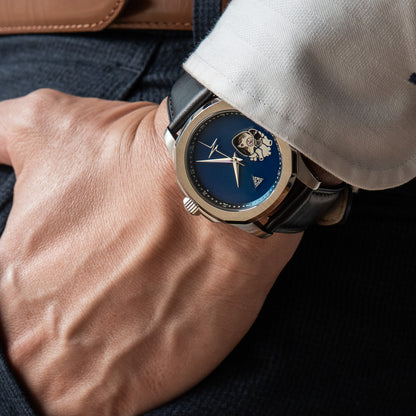Golden Blue “EKG” Open Heart Seiko Mod