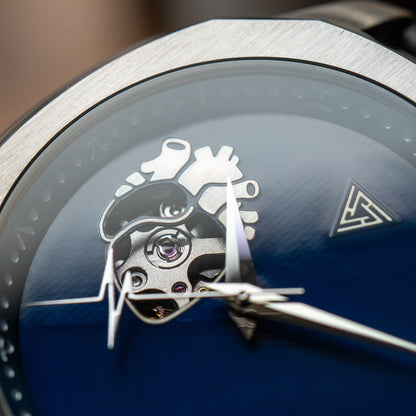 Golden Blue “EKG” Open Heart Seiko Mod