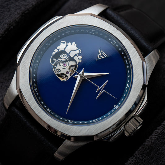 Golden Blue “EKG” Open Heart Seiko Mod